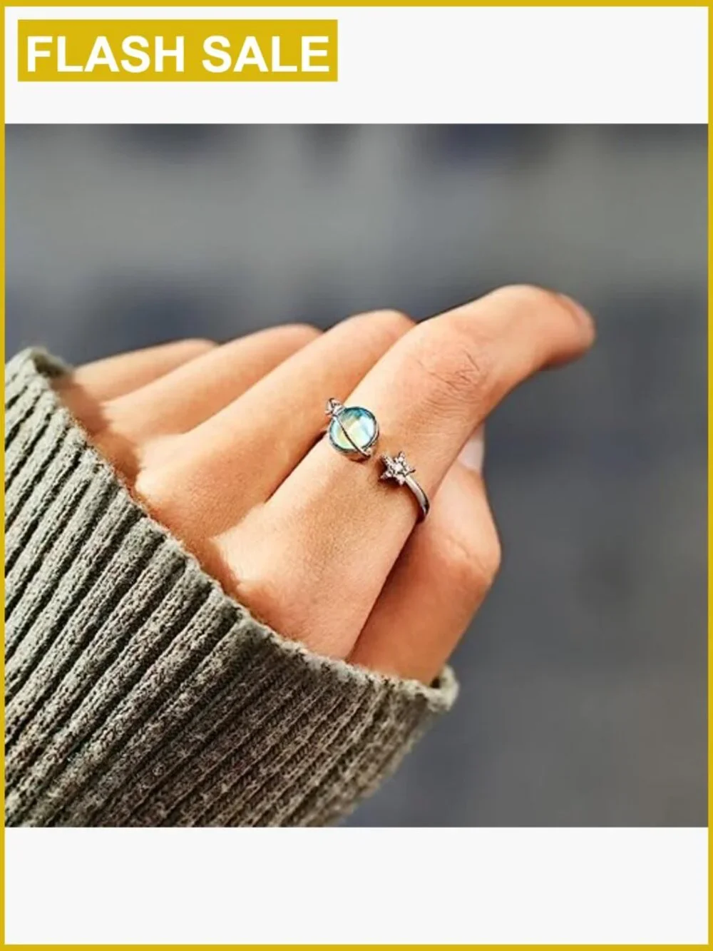 Adjustable Planet Spinner Ring - Anxiety Relief Fidget Ring for Women